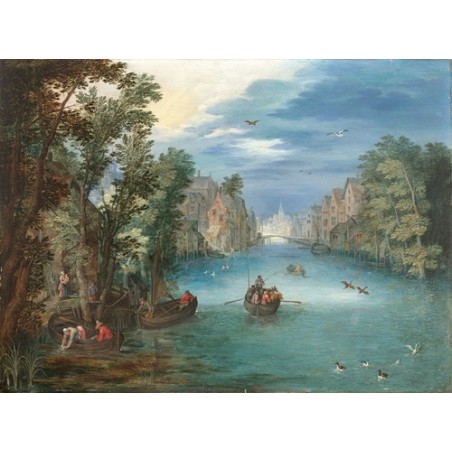  Obraz na płótnie 50x35cm Jan Brueghel the Younger Pejzaż z rzeką