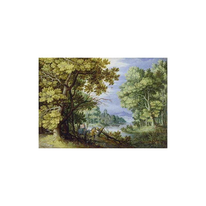  Obraz na płótnie 50x35cm Jan Brueghel the Younger Leśny pejzaż z ucieczką do Egiptu