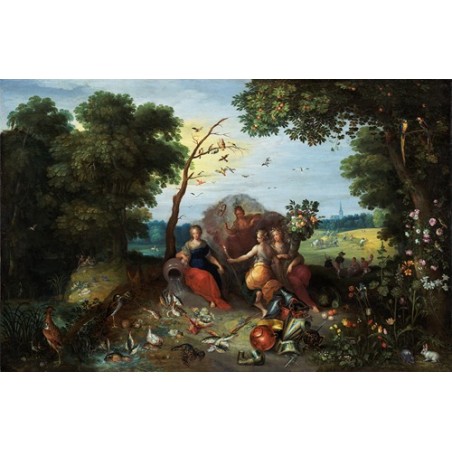  Obraz na płótnie 50x30cm Jan Brueghel the Younger Pejzaż z alegoriami czterech żywiołów