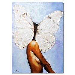  Obraz olejny ręcznie malowany 50x70cm Biały motyl