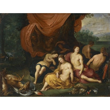  Obraz na płótnie 50x40cm Jan Brueghel the Younger Diana i jej nimfy po polowaniu