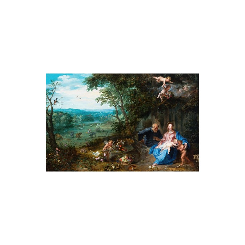  Obraz na płótnie 50x30cm Jan Brueghel the Younger Odpoczynek w czasie ucieczki do Egiptu