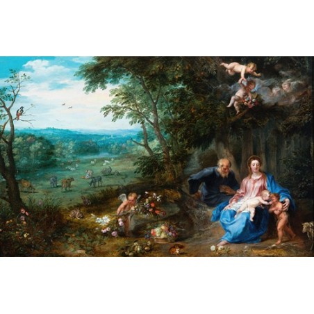  Obraz na płótnie 50x30cm Jan Brueghel the Younger Odpoczynek w czasie ucieczki do Egiptu