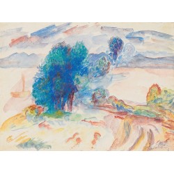  Obraz na płótnie 50x35cm Pierre-Auguste Renoir Drzewa nad wodą i żaglówka