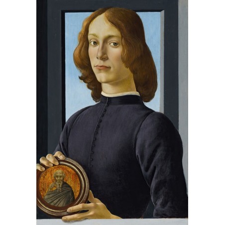  Obraz na płótnie 50x75cm Sandro Botticelli Portret młodego mężczyzny trzymającego medalion