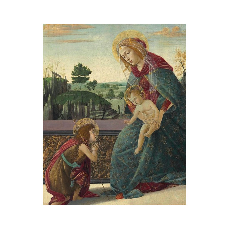  Obraz na płótnie 50x60cm Sandro Botticelli Madonna z Dzieciątkiem i młodym św. Janem Chrzcicielem