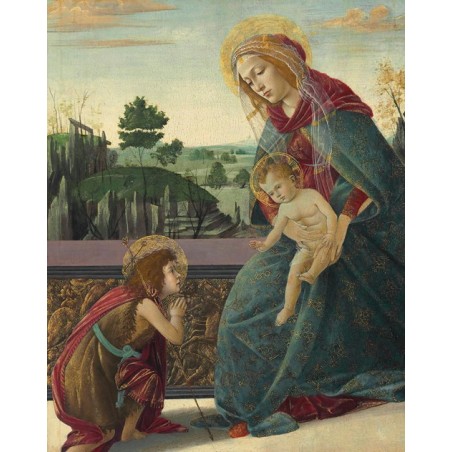  Obraz na płótnie 50x60cm Sandro Botticelli Madonna z Dzieciątkiem i młodym św. Janem Chrzcicielem