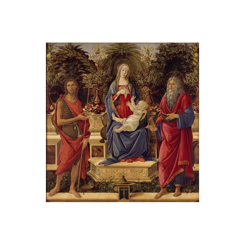  Obraz na płótnie 50x50cm Sandro Botticelli Madonna z Dzieciątkiem i dwoma świętymi Janami