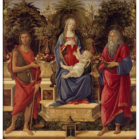  Obraz na płótnie 50x50cm Sandro Botticelli Madonna z Dzieciątkiem i dwoma świętymi Janami
