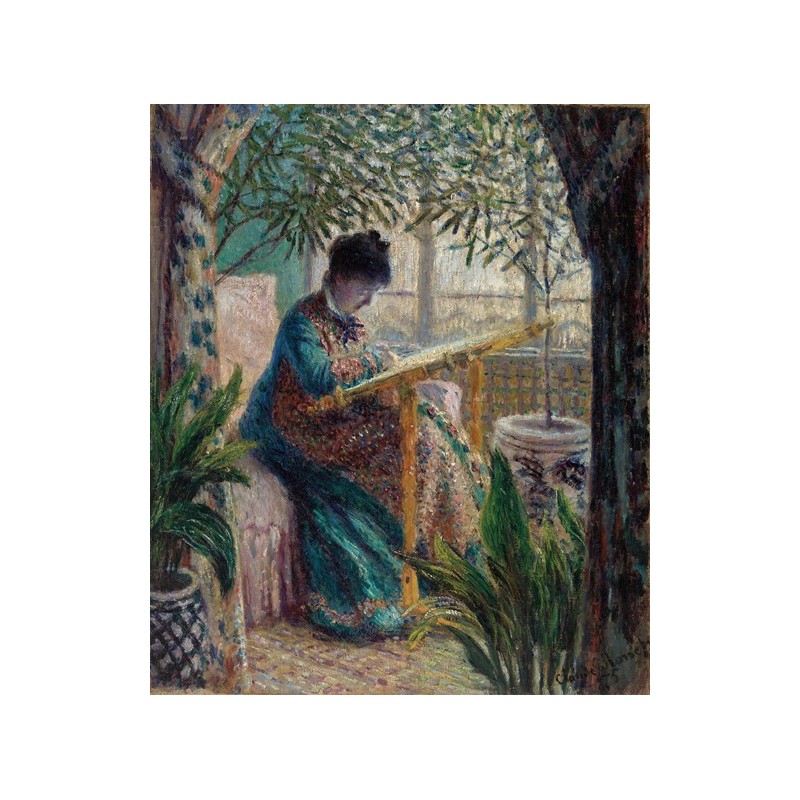  Obraz na płótnie 50x60cm Claude Monet Madame Monet haftująca