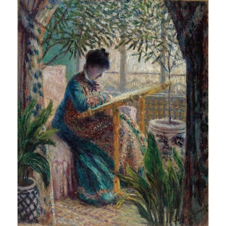  Obraz na płótnie 50x60cm Claude Monet Madame Monet haftująca
