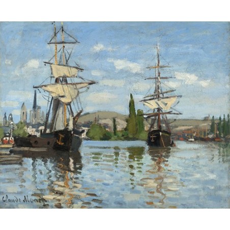  Obraz na płótnie 50x40cm Claude Monet Statki na Sekwanie w Rouen