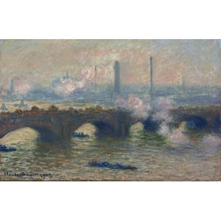  Obraz na płótnie 50x30cm Claude Monet Most Waterloo w pochmurny dzień