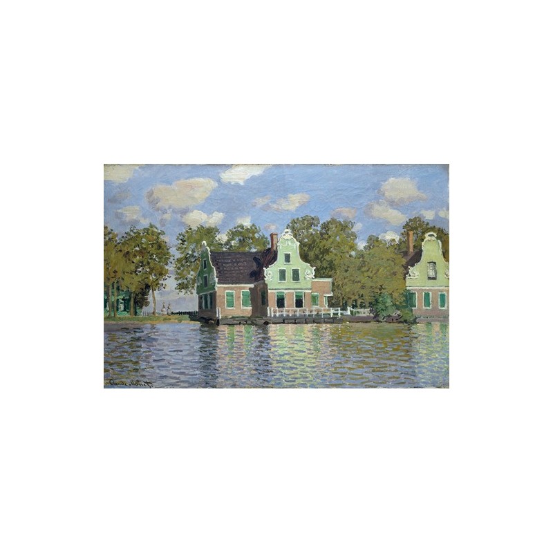  Obraz na płótnie 50x30cm Claude Monet Domy nad brzegiem rzeki Zaan