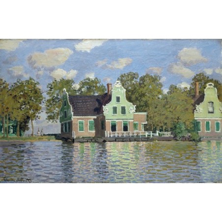  Obraz na płótnie 50x30cm Claude Monet Domy nad brzegiem rzeki Zaan