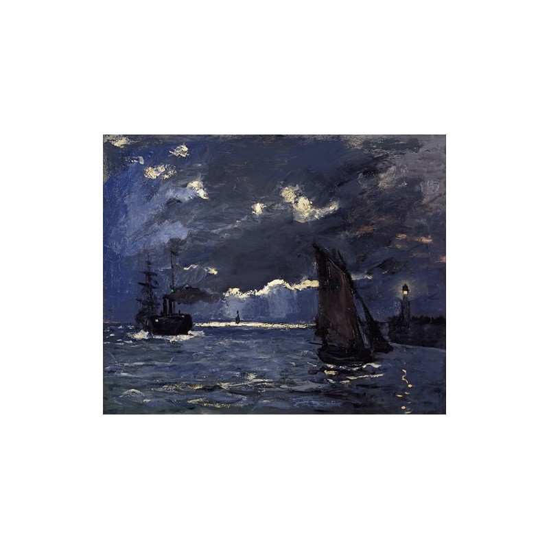  Obraz na płótnie 50x40cm Claude Monet Morski pejzaż statki w świetle księżyca
