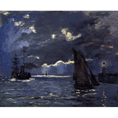  Obraz na płótnie 50x40cm Claude Monet Morski pejzaż statki w świetle księżyca