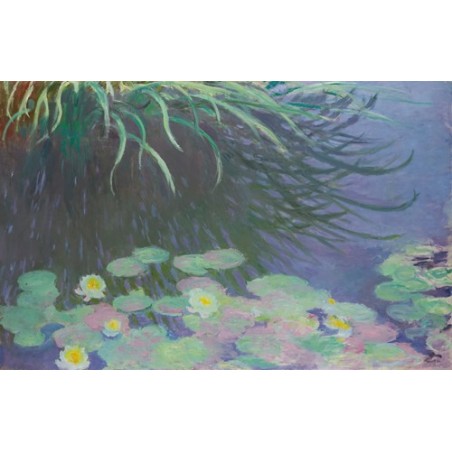  Obraz na płótnie 50x30cm Claude Monet Lilie wodne z odbiciem wysokich traw