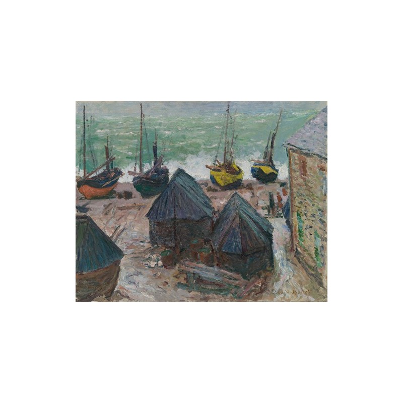  Obraz na płótnie 50x40cm Claude Monet Łodzie na plaży w Étretat