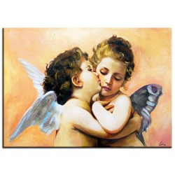 Obraz z Aniołkami pocałunek 60x90 cm obraz malowany na płótnie