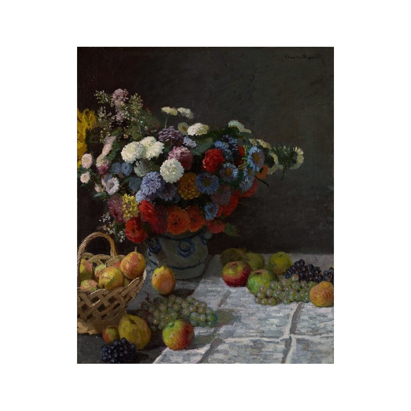  Obraz na płótnie 50x60cm Claude Monet Martwa natura z kwiatami i owocami