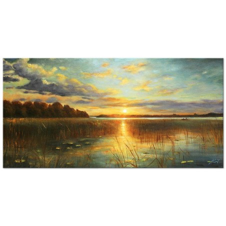  Obraz ręcznie malowany Peder Mork Monsted Zachód słońca nad Duńskim fiordem