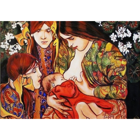  Obraz olejny ręcznie malowany na płótnie 50x70cm Stanisław Wyspiański Macierzyństwo kopia