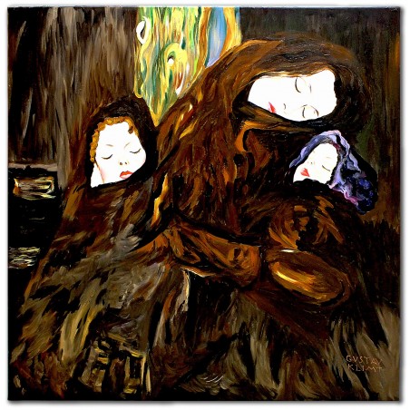  Obraz olejny ręcznie malowany Gustav Klimt Matka z dziećmi kopia 90x90cm