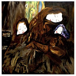 Obraz olejny ręcznie malowany Gustav Klimt Matka z dziećmi kopia 90x90cm