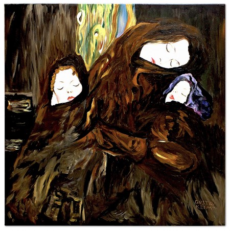 Obraz olejny ręcznie malowany Gustav Klimt Matka z dziećmi kopia 90x90cm