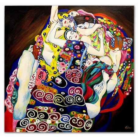  Obraz olejny ręcznie malowany Gustav Klimt Dziewica kopia 130x130cm