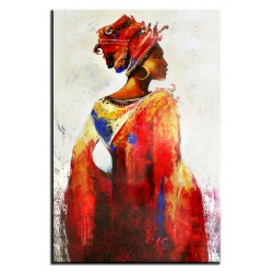  Obraz olejny ręcznie malowany 60x90cm Kobieta w pomarańczowym stroju