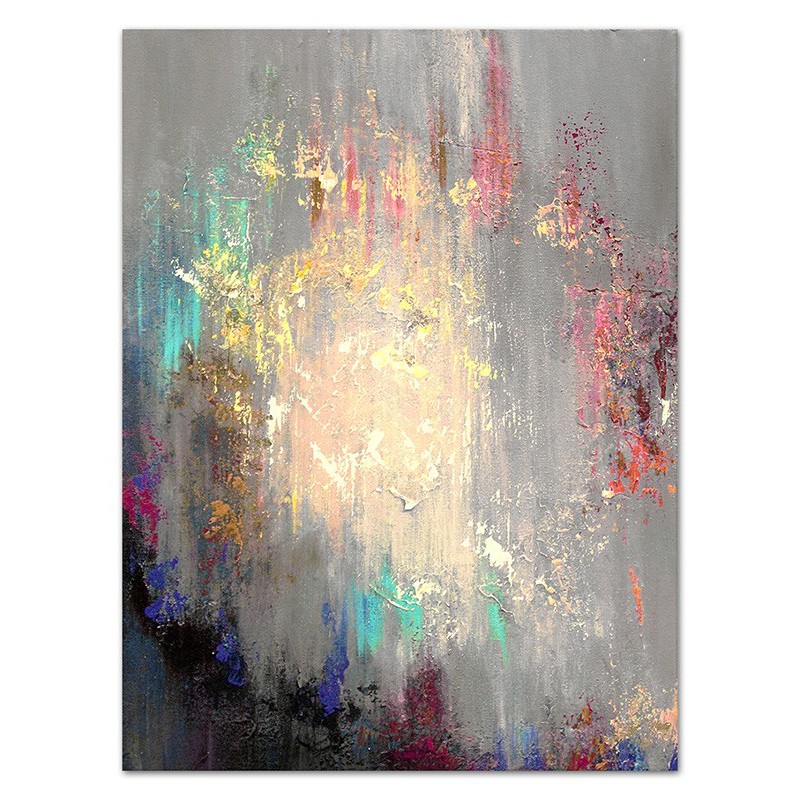  Obraz olejny ręcznie malowany 90x120cm Tęcza i złoto