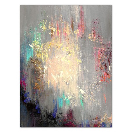  Obraz olejny ręcznie malowany 90x120cm Tęcza i złoto