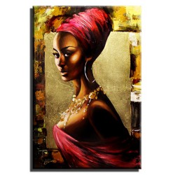 Obraz olejny ręcznie malowany 60x90cm Kobieta w różowym turbnanie