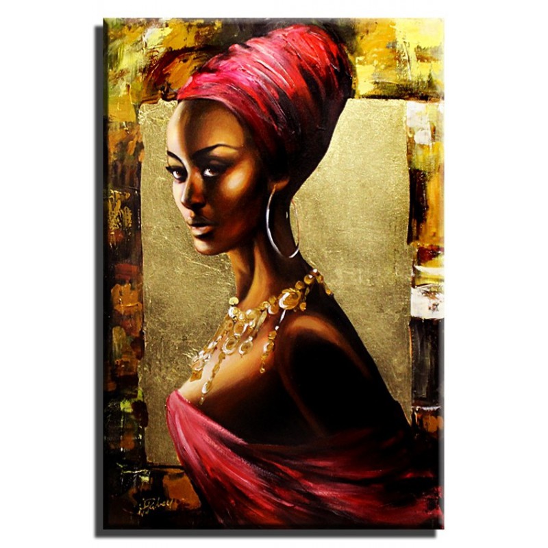  Obraz olejny ręcznie malowany 60x90cm Kobieta w różowym turbanie