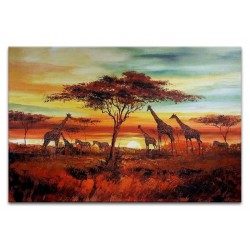  Obraz olejny ręcznie malowany 60x90cm Krajobraz z żyrafami