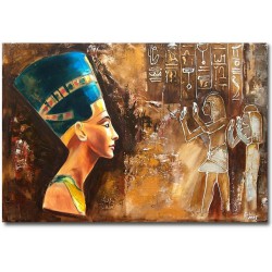  Obraz olejny ręcznie malowany 60x90cm Popiersie na tle hieroglifów