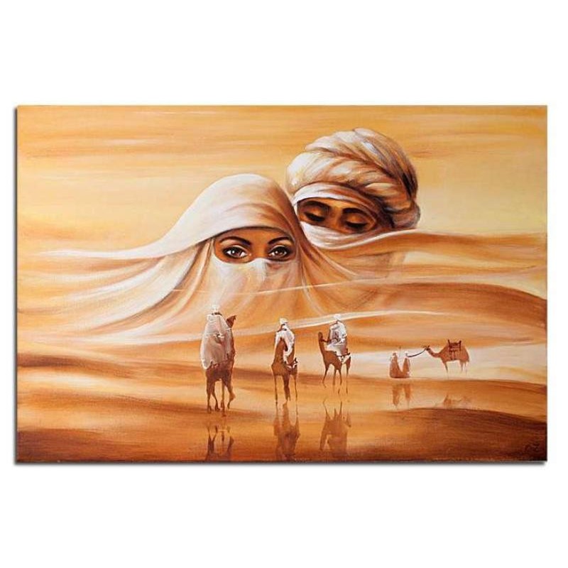  Obraz olejny ręcznie malowany 60x90cm Wędrówka przez pustynię