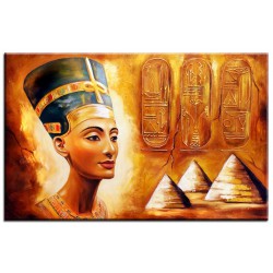  Obraz olejny ręcznie malowany 60x90cm Popiersie Nefertiti i piramidy