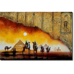  Obraz olejny ręcznie malowany 60x90cm Podróż wśród piramid
