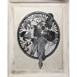  Obraz olejny ręcznie malowany Alfons Mucha Blondynka kopia 53x64cm