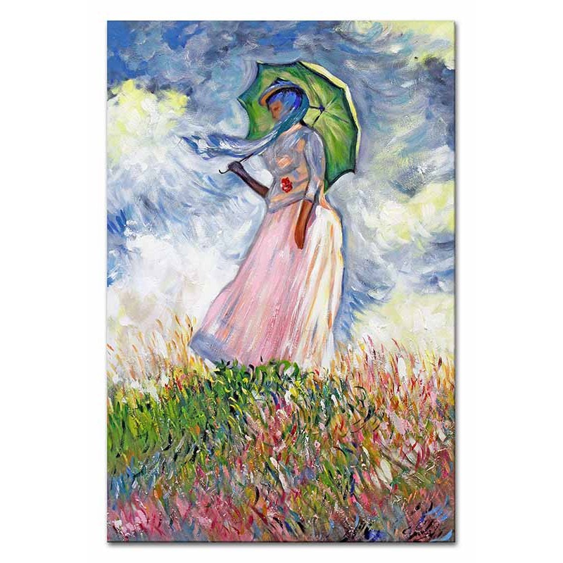  Obraz olejny ręcznie malowany Claude Monet Kobieta z parasolką kopia 60x90cm