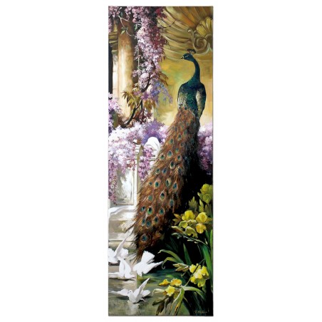  Obraz olejny ręcznie malowany Paw 50x150cm