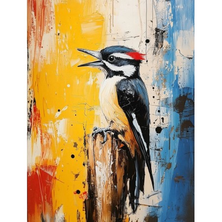  Obraz na płótnie 70x90 cm Ptaszek na gałęzi