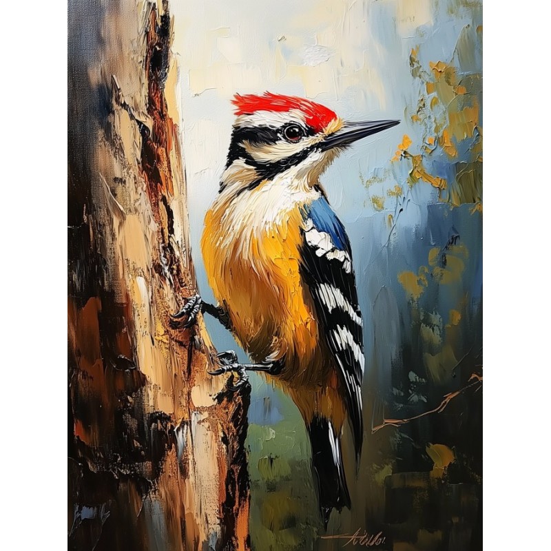  Obraz na płótnie 70x90 cm Ptaszek na gałęzi
