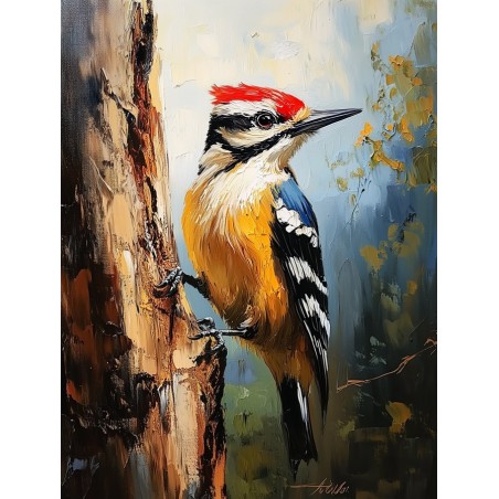  Obraz na płótnie 70x90 cm Ptaszek na gałęzi