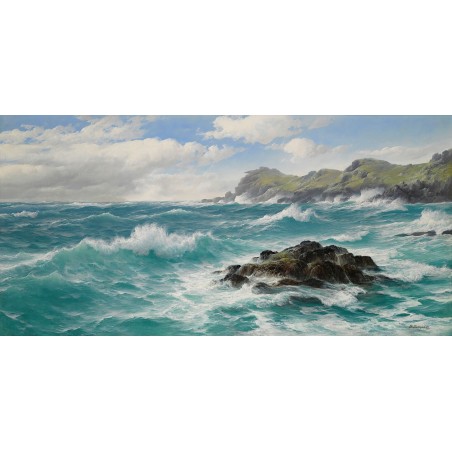  Obraz na płótnie 50x100cm David James Fale u wybrzeży Kornwalii