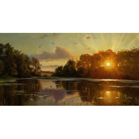 Obraz na płótnie 50x100cm Peder Mork Monsted Zachód słońca w Orholm