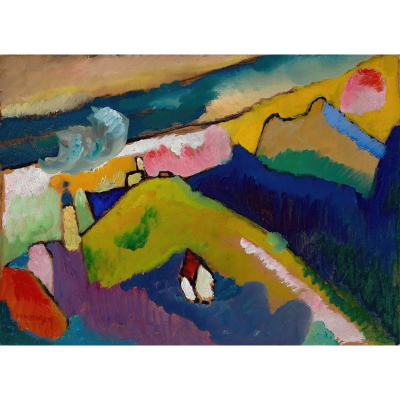  Obraz na płótnie 80x110cm Wassily Kandinsky Murnau Górski pejzaż z kościołem